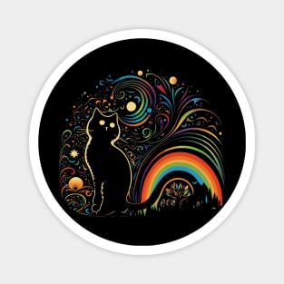 Retro 70s Style Cat Gifts Vintage Cat Magnet